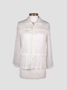 COMME des GARCONS TRICOT AD 2006 WHITE TENCEL BUTTON UP SHIRT BLOUSE